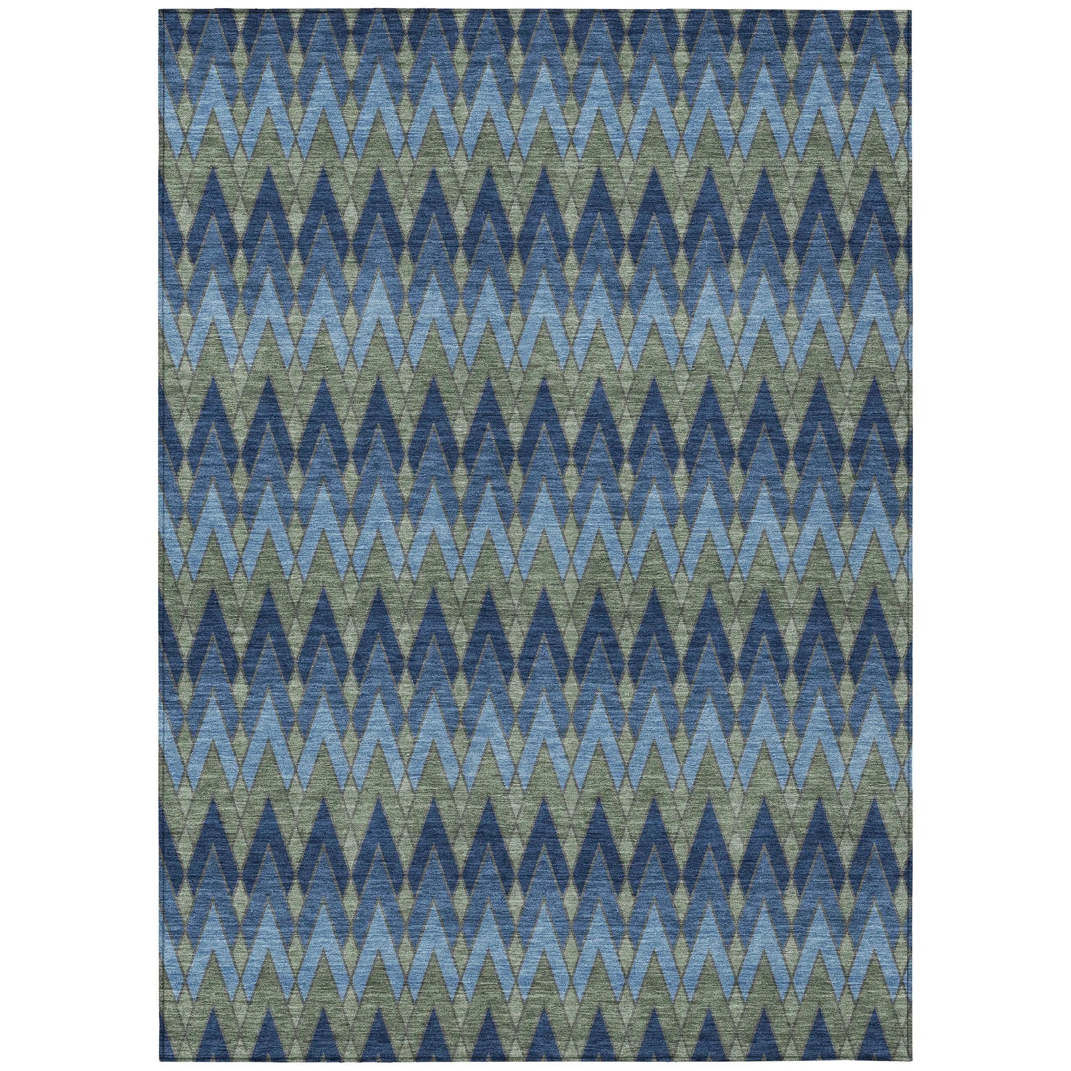 3' X 5' Navy Blue And Green Geometric Washable Indoor Outdoor Area Rug Homeroots Outdoor