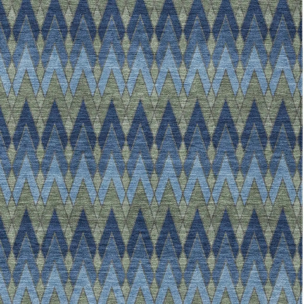3' X 5' Navy Blue And Green Geometric Washable Indoor Outdoor Area Rug Homeroots Outdoor