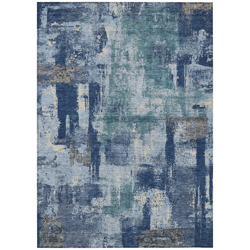 3' X 5' Navy Blue And Ivory Abstract Washable Indoor Outdoor Area Rug Homeroots Outdoor