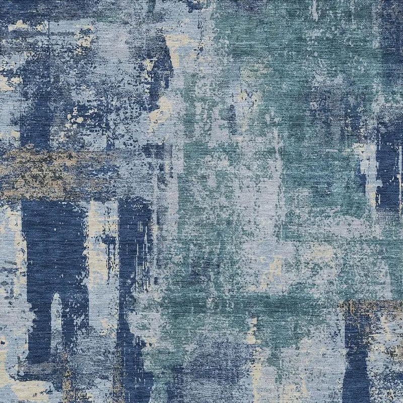 3' X 5' Navy Blue And Ivory Abstract Washable Indoor Outdoor Area Rug Homeroots Outdoor