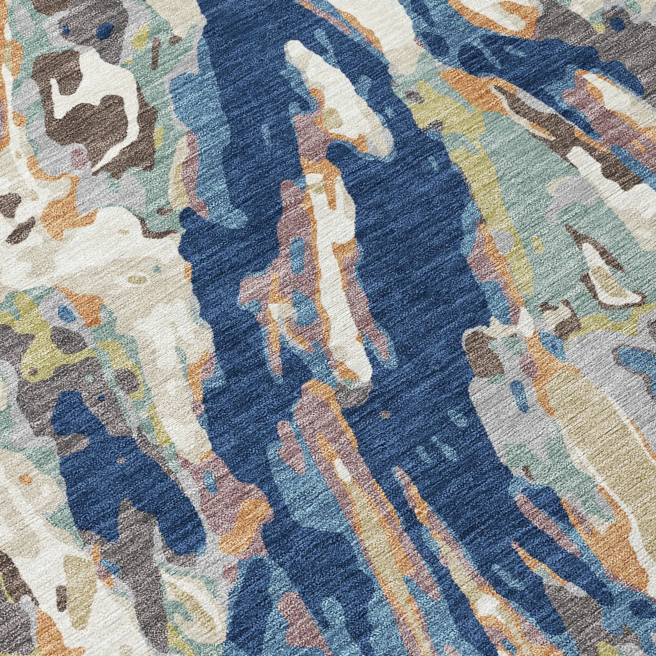 3' X 5' Navy Blue And Ivory Abstract Washable Indoor Outdoor Area Rug Homeroots Outdoor