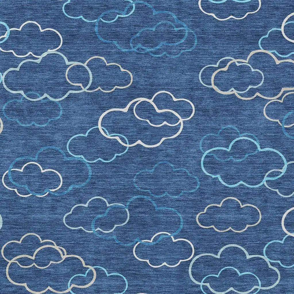 3' X 5' Navy Blue And Ivory Abstract Washable Indoor Outdoor Area Rug Homeroots Outdoor
