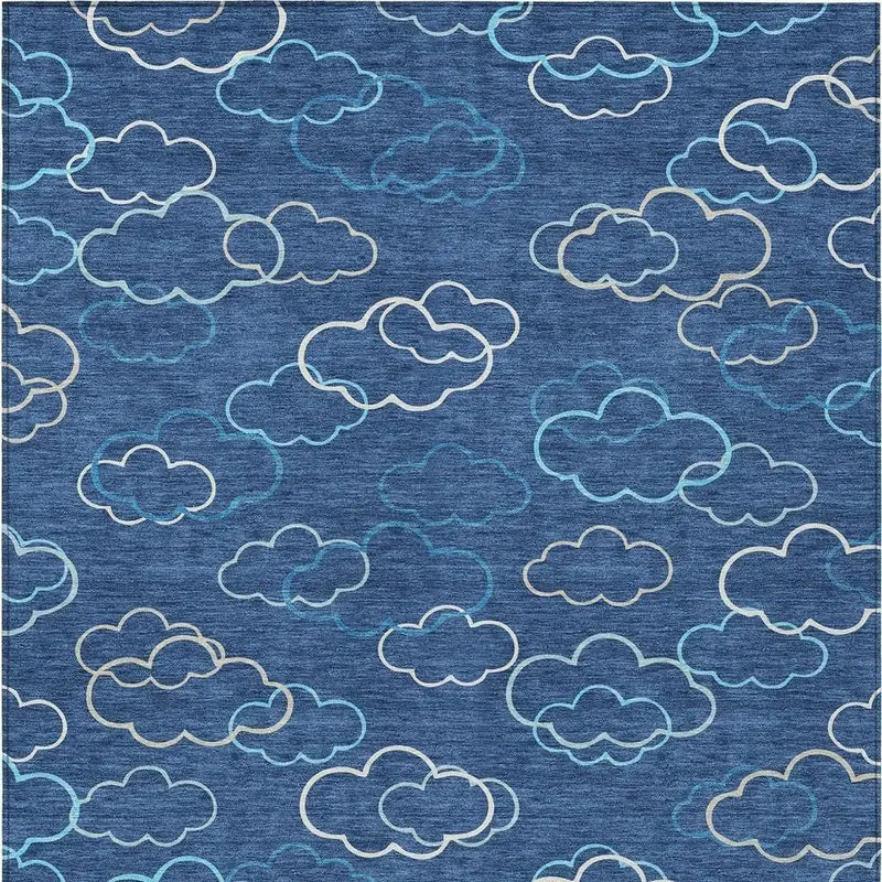 3' X 5' Navy Blue And Ivory Abstract Washable Indoor Outdoor Area Rug Homeroots Outdoor