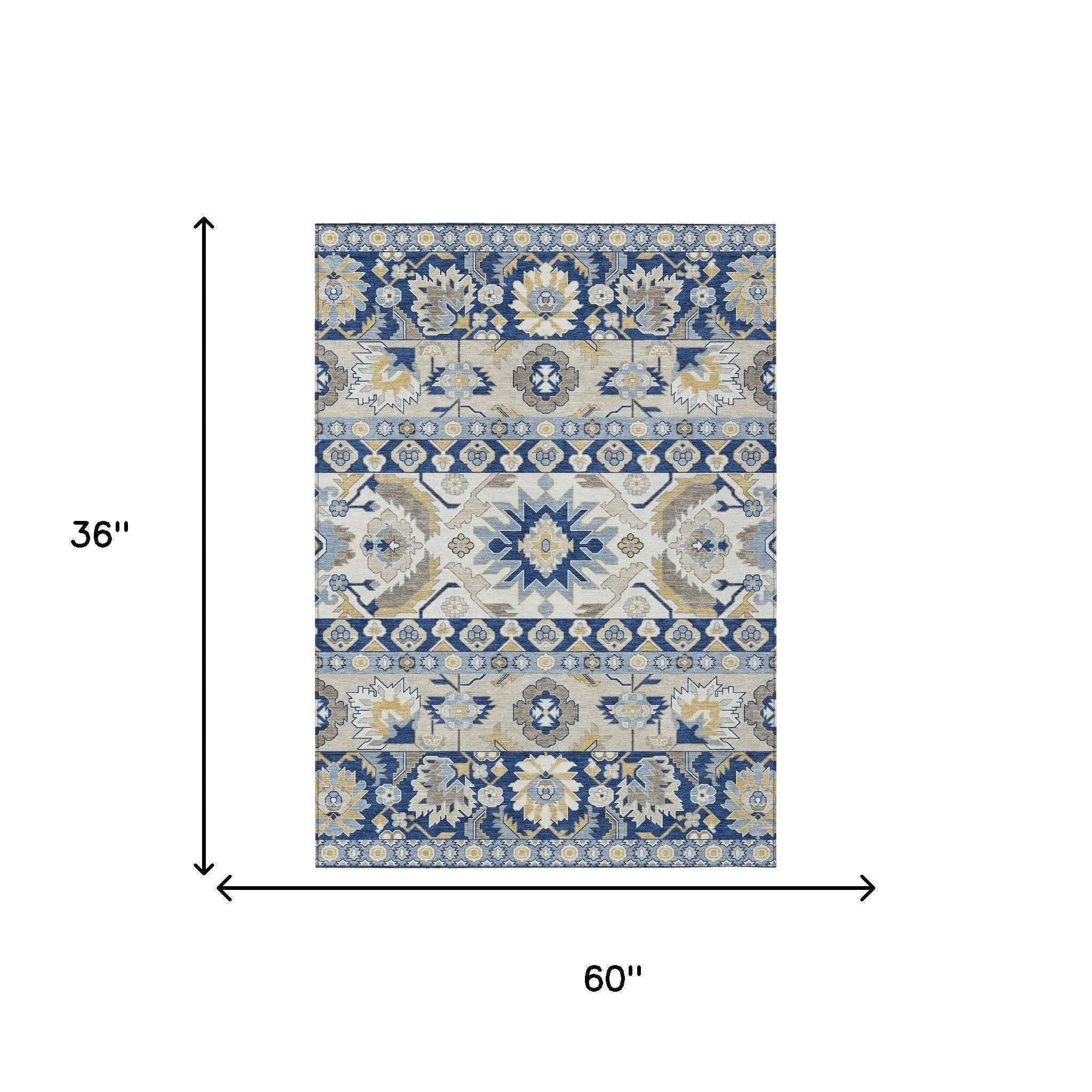 3' X 5' Navy Blue And Ivory Cactus Washable Indoor Outdoor Area Rug Homeroots Outdoor