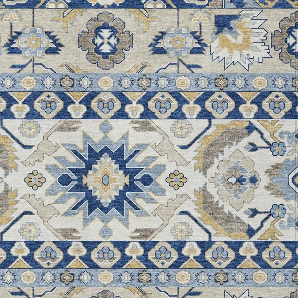 3' X 5' Navy Blue And Ivory Cactus Washable Indoor Outdoor Area Rug Homeroots Outdoor