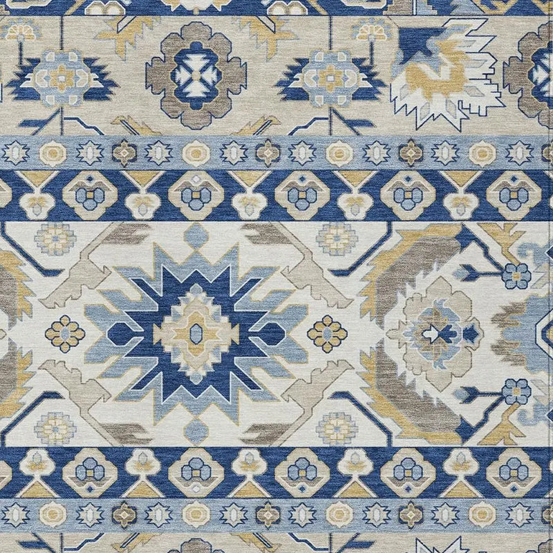 3' X 5' Navy Blue And Ivory Cactus Washable Indoor Outdoor Area Rug Homeroots Outdoor