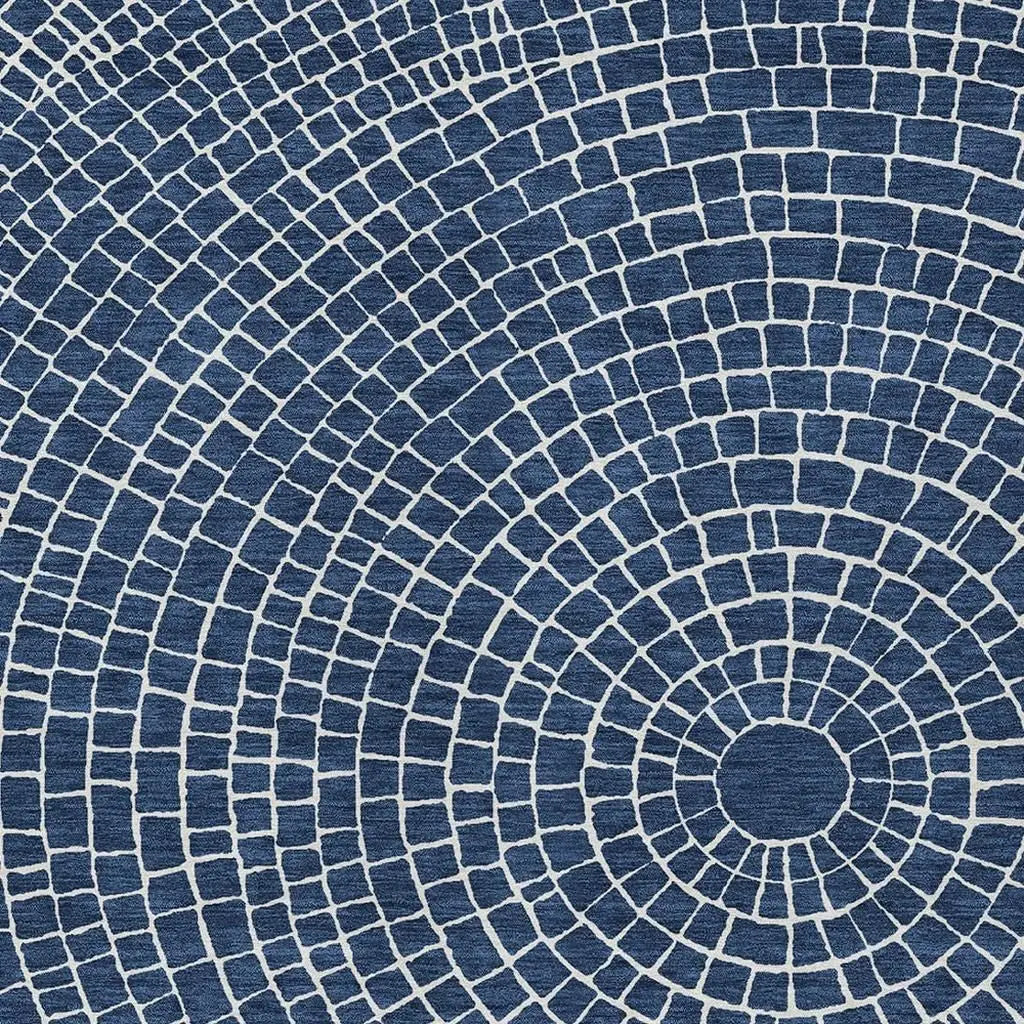 3' X 5' Navy Blue And Ivory Geometric Washable Indoor Outdoor Area Rug Homeroots Outdoor