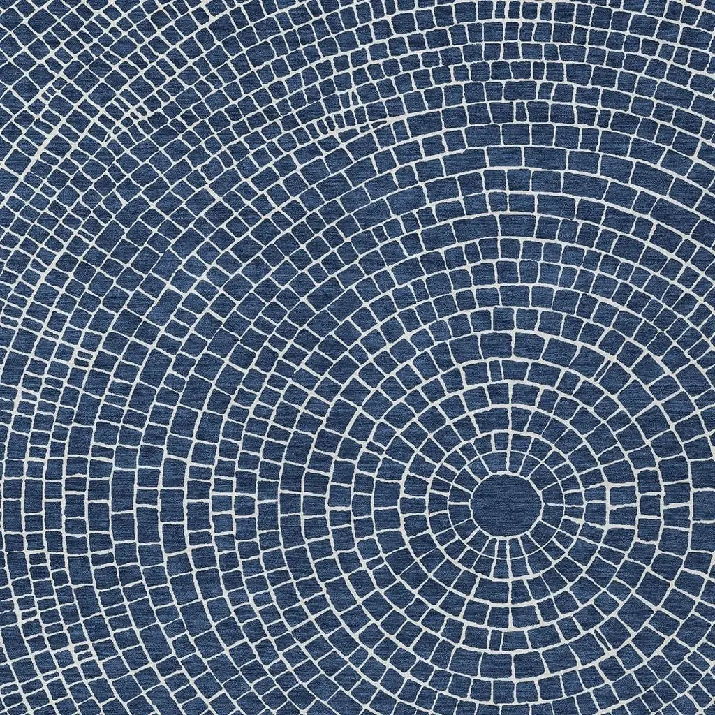 3' X 5' Navy Blue And Ivory Geometric Washable Indoor Outdoor Area Rug Homeroots Outdoor
