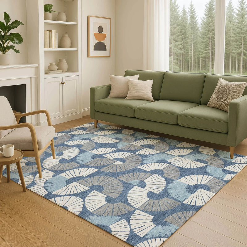 3' X 5' Navy Blue And Ivory Geometric Washable Indoor Outdoor Area Rug Homeroots Outdoor