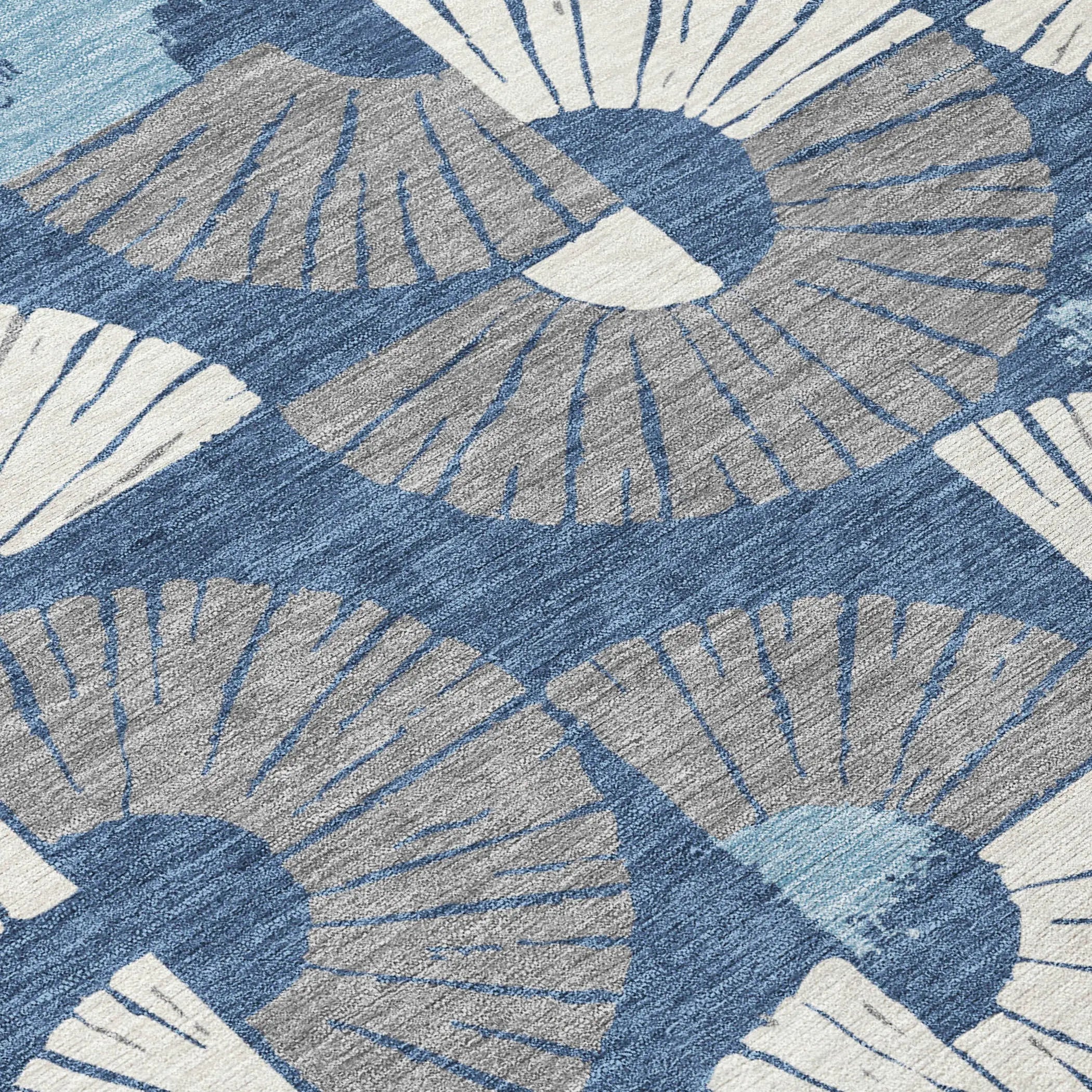 3' X 5' Navy Blue And Ivory Geometric Washable Indoor Outdoor Area Rug Homeroots Outdoor