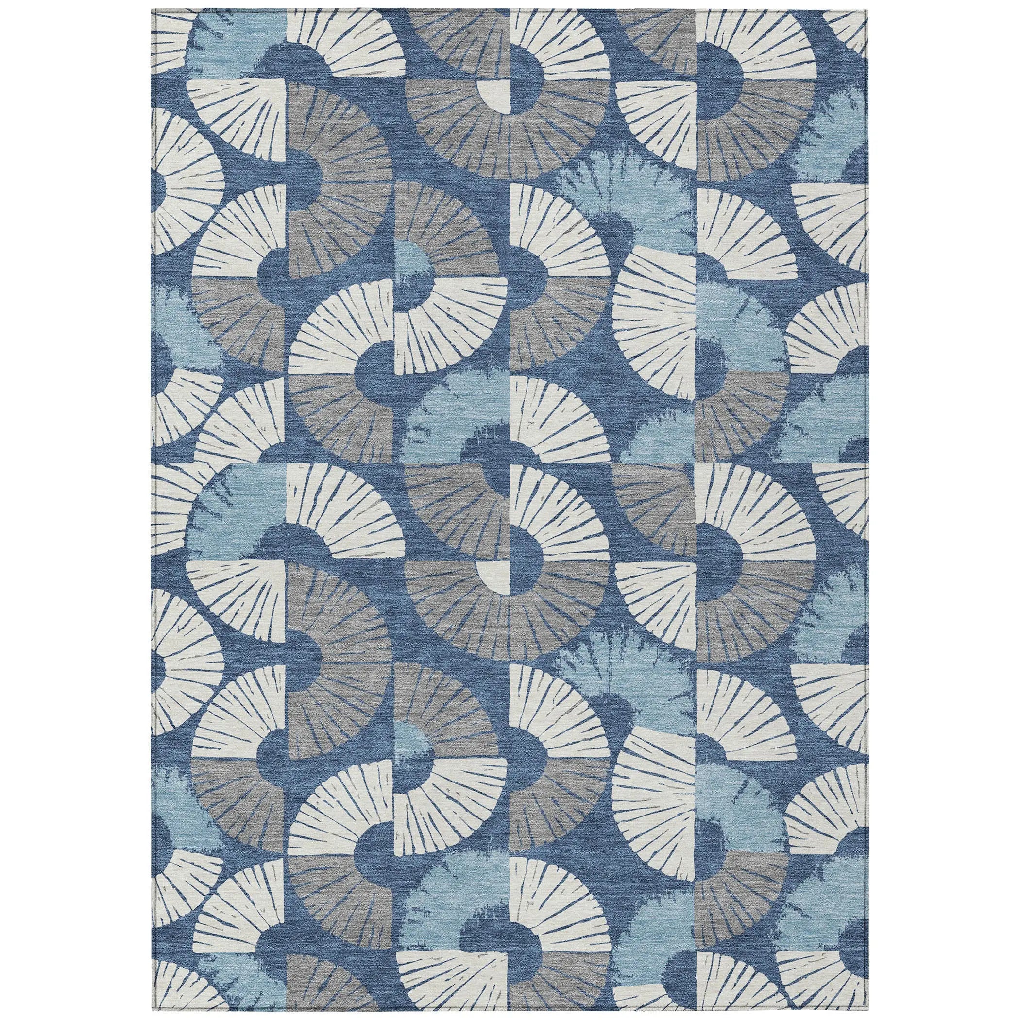 3' X 5' Navy Blue And Ivory Geometric Washable Indoor Outdoor Area Rug Homeroots Outdoor