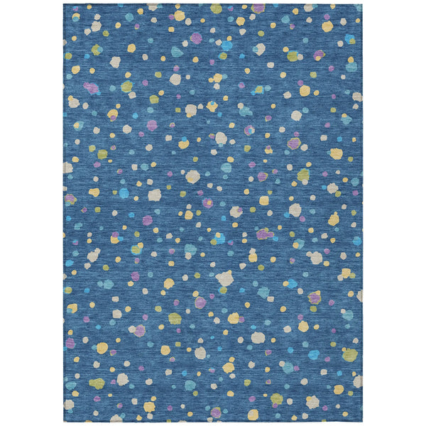 3' X 5' Navy Blue And Ivory Geometric Washable Indoor Outdoor Area Rug Homeroots Outdoor