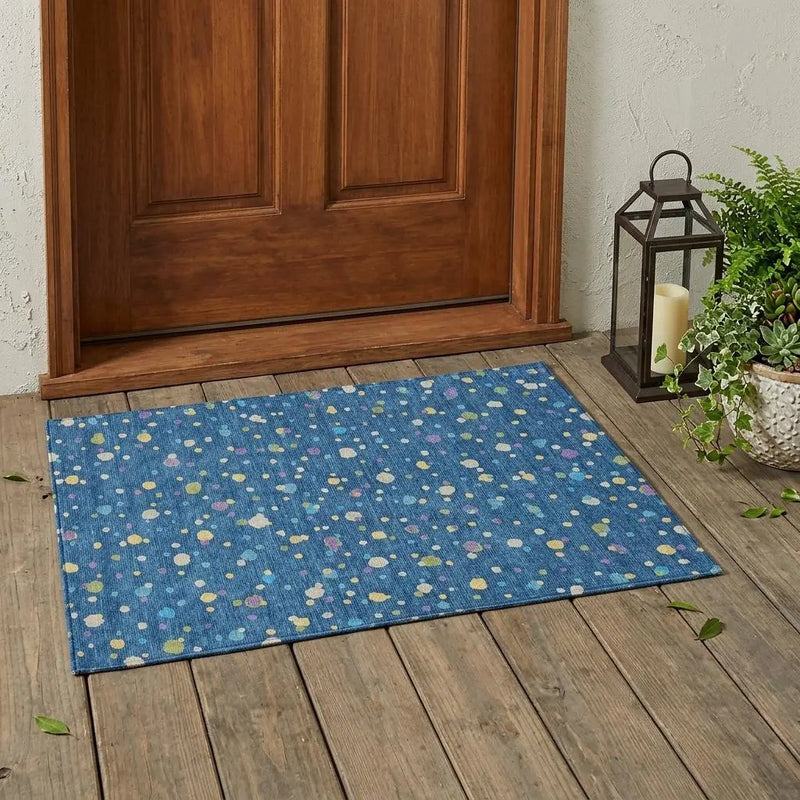 3' X 5' Navy Blue And Ivory Geometric Washable Indoor Outdoor Area Rug Homeroots Outdoor