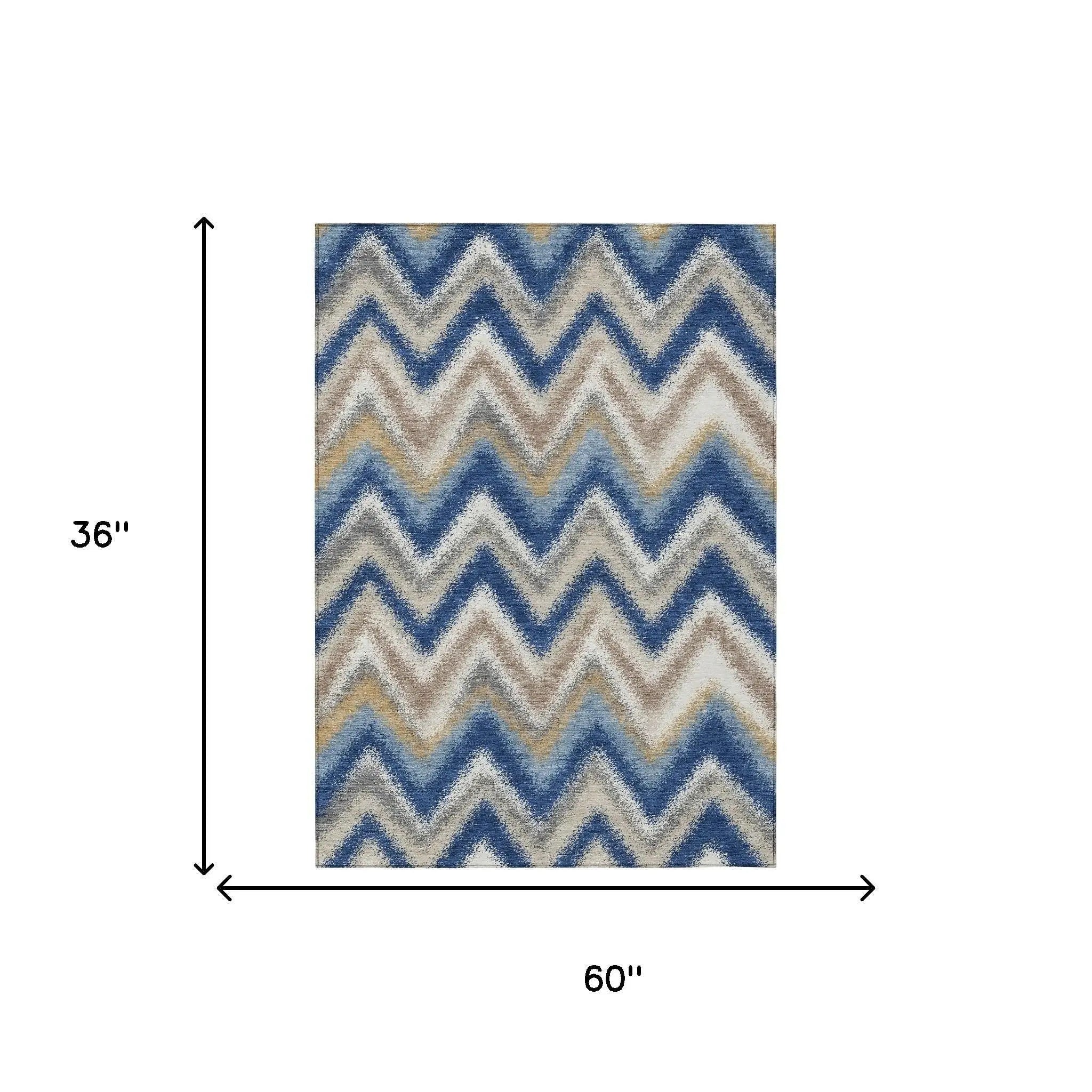 3' X 5' Navy Blue And Ivory Geometric Washable Indoor Outdoor Area Rug Homeroots Outdoor