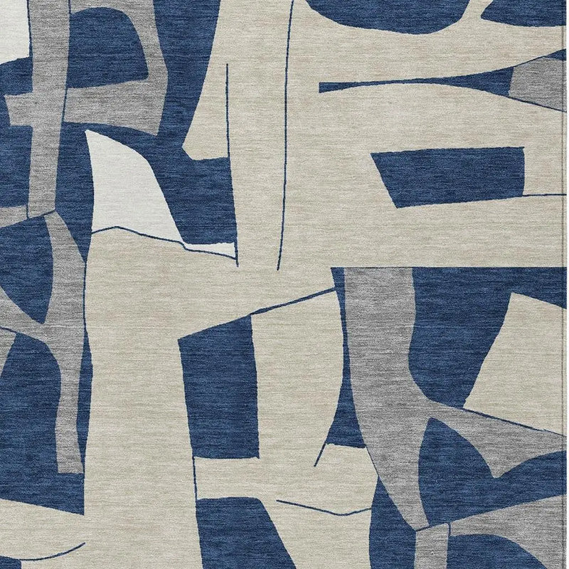 3' X 5' Navy Blue And Ivory Geometric Washable Indoor Outdoor Area Rug Homeroots Outdoor