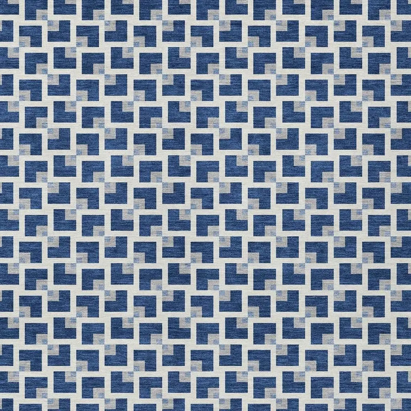 3' X 5' Navy Blue And Ivory Geometric Washable Indoor Outdoor Area Rug Homeroots Outdoor