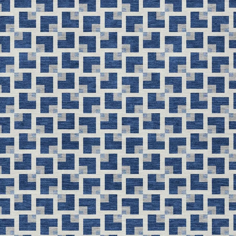 3' X 5' Navy Blue And Ivory Geometric Washable Indoor Outdoor Area Rug Homeroots Outdoor