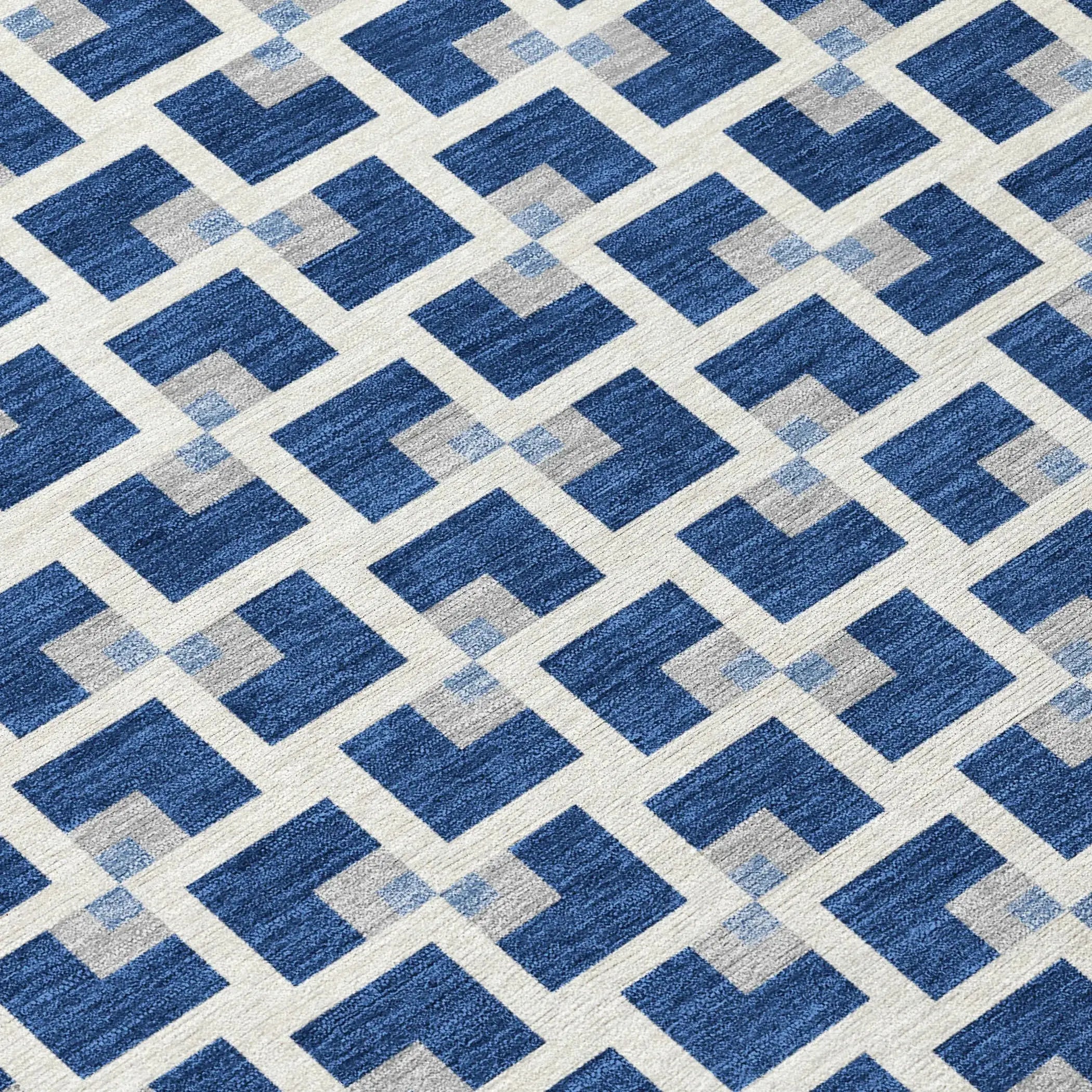3' X 5' Navy Blue And Ivory Geometric Washable Indoor Outdoor Area Rug Homeroots Outdoor