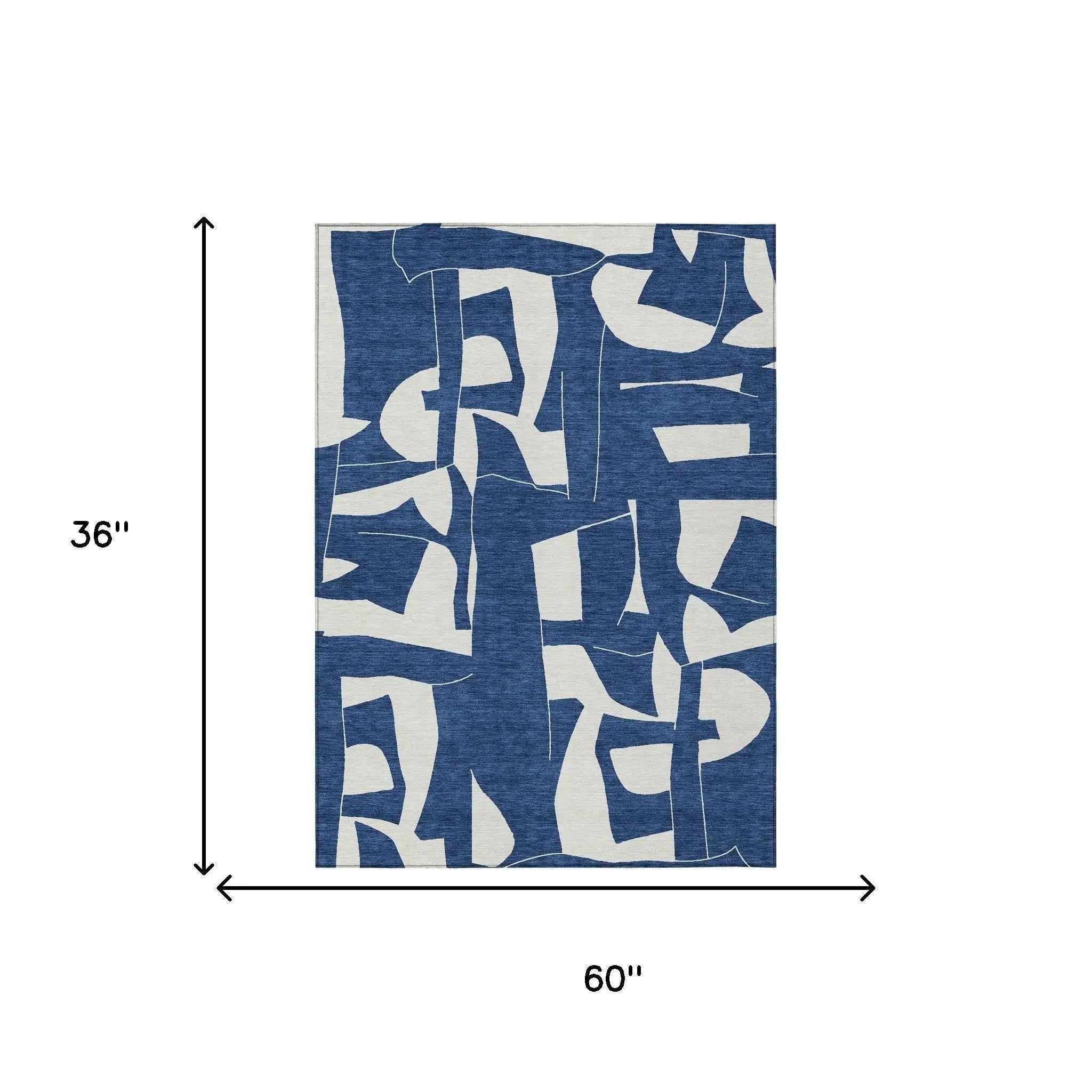 3' X 5' Navy Blue And Ivory Geometric Washable Indoor Outdoor Area Rug Homeroots Outdoor