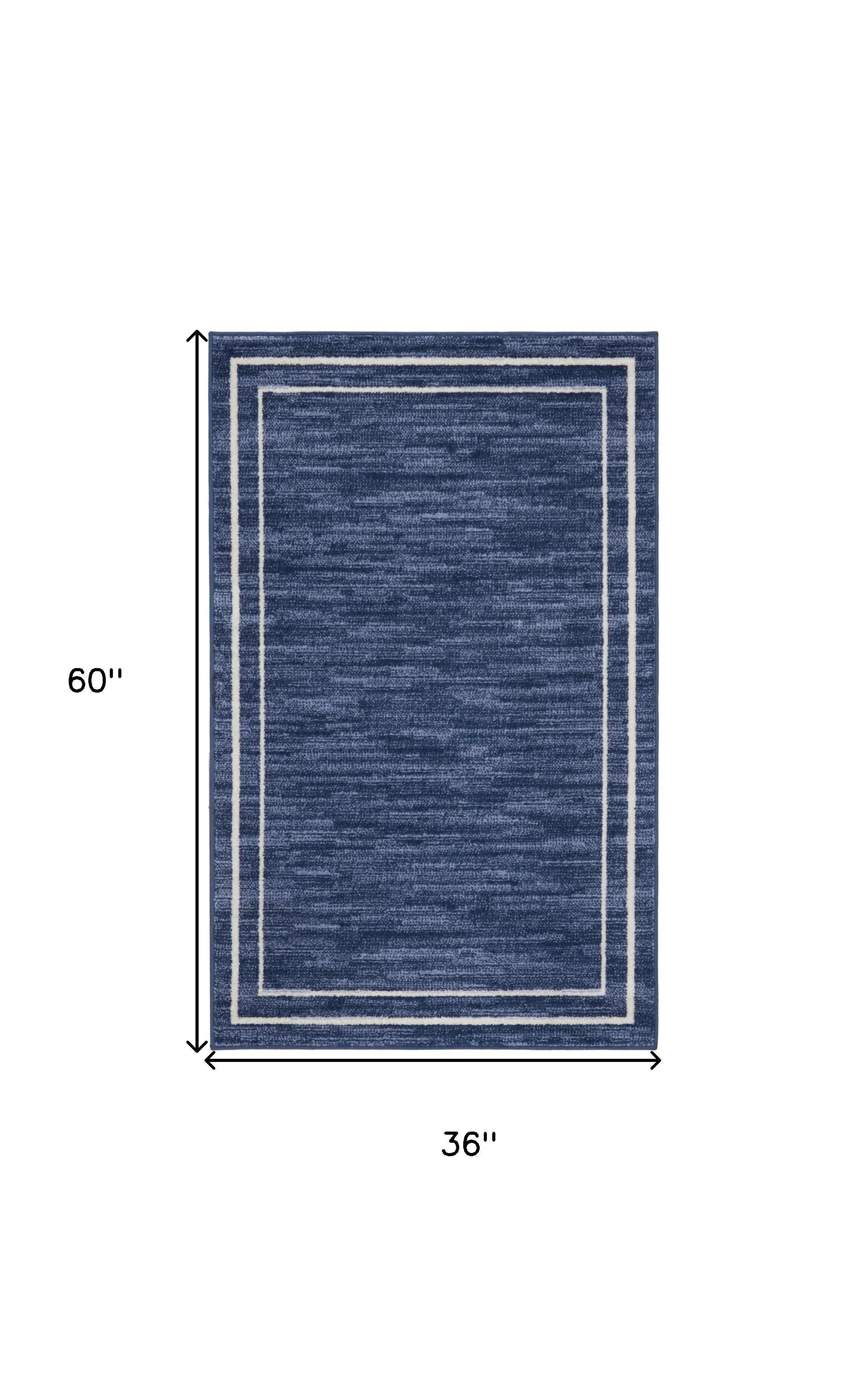 3' X 5' Navy Blue And Ivory Indoor Outdoor Area Rug Homeroots Outdoor