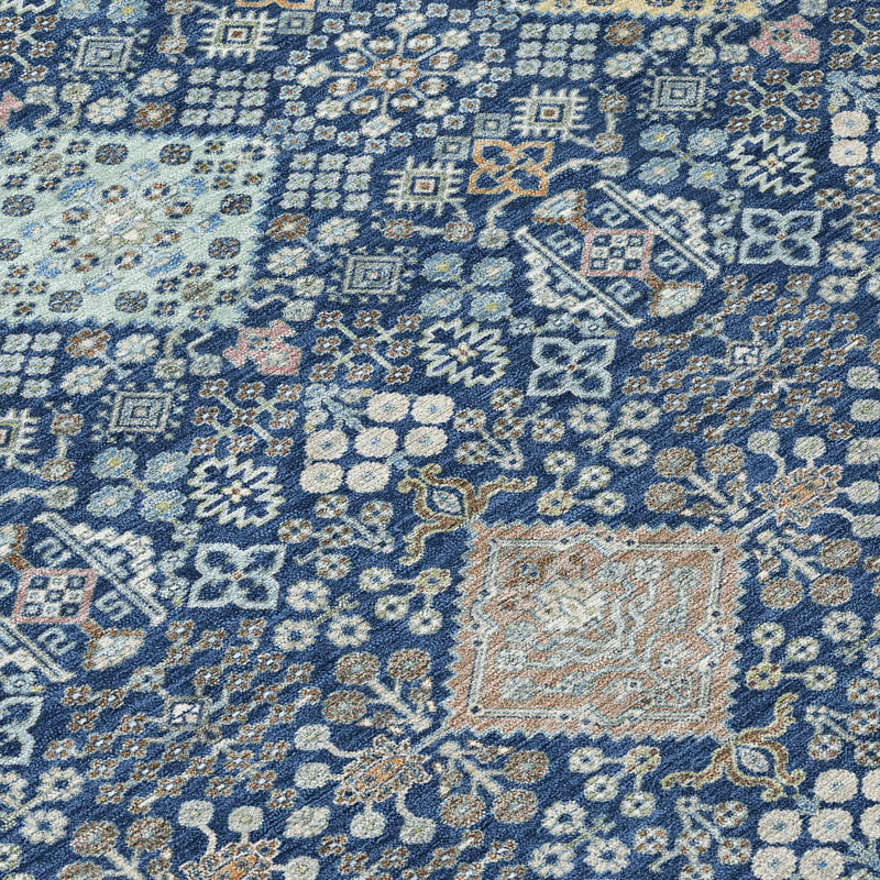 3' X 5' Navy Blue And Ivory Oriental Washable Indoor Outdoor Area Rug Homeroots Outdoor