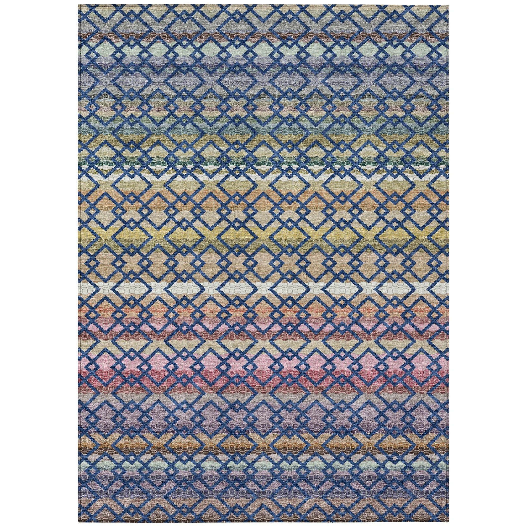 3' X 5' Navy Blue And Ivory Striped Washable Indoor Outdoor Area Rug Homeroots Outdoor
