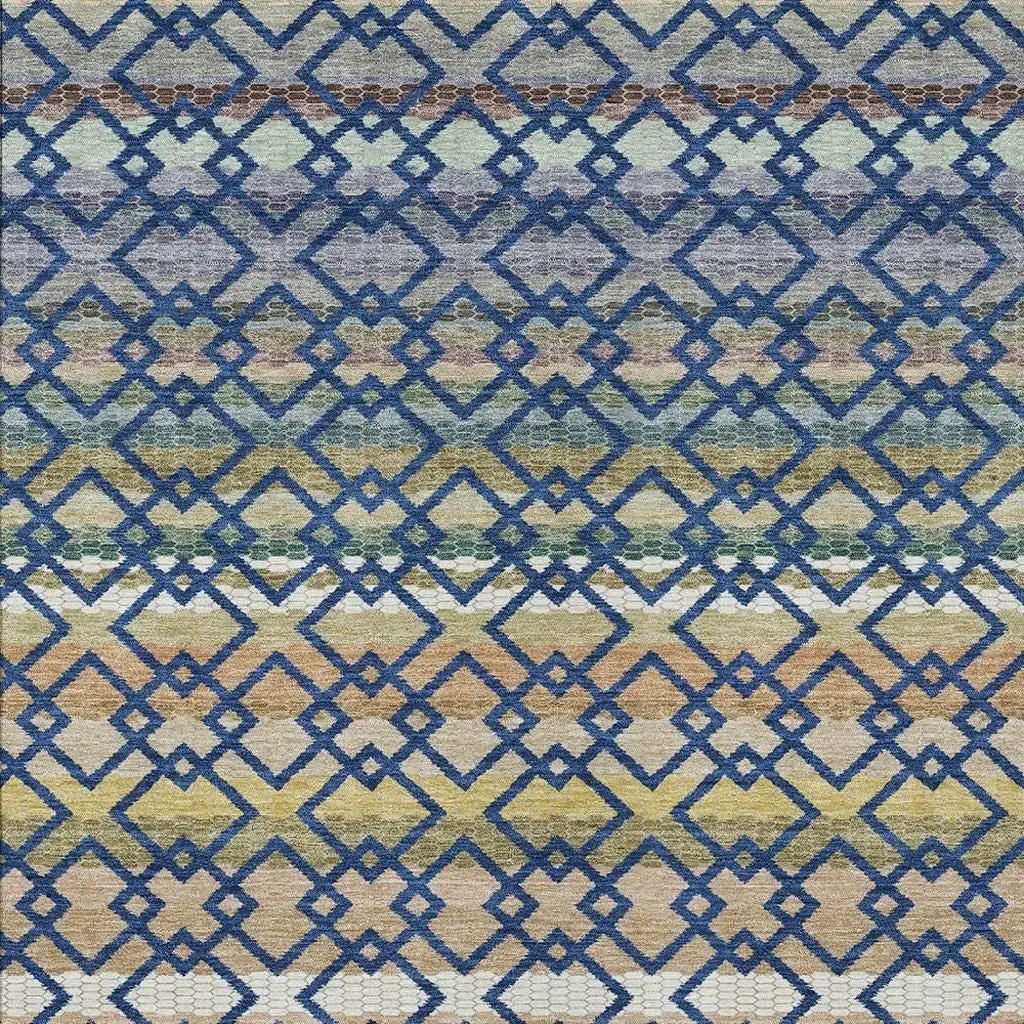 3' X 5' Navy Blue And Ivory Striped Washable Indoor Outdoor Area Rug Homeroots Outdoor