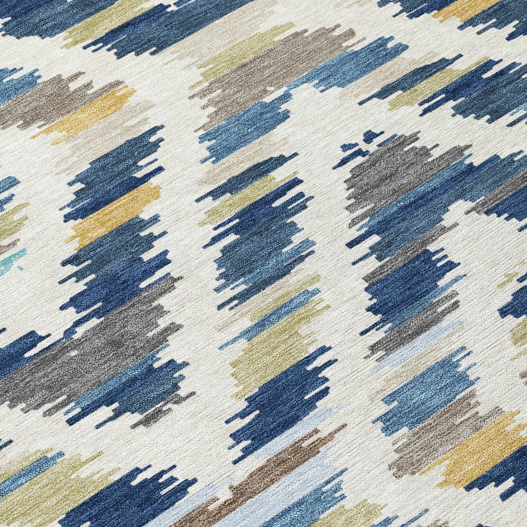 3' X 5' Navy Blue And Ivory Tribal Washable Indoor Outdoor Area Rug Homeroots Outdoor