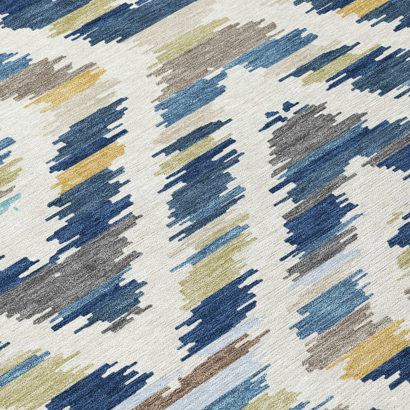 3' X 5' Navy Blue And Ivory Tribal Washable Indoor Outdoor Area Rug Homeroots Outdoor