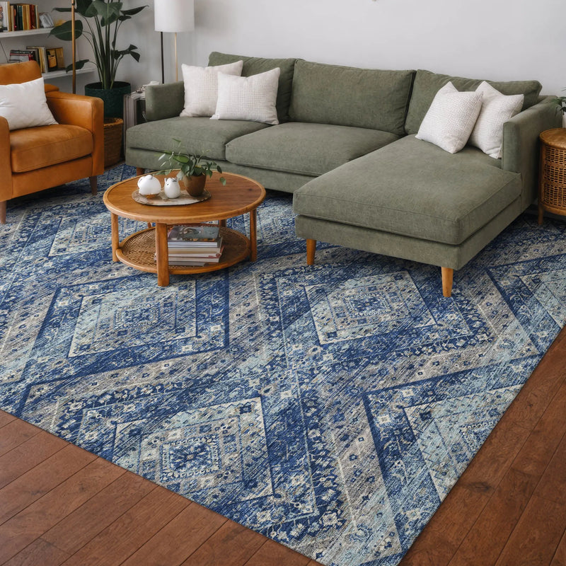 3' X 5' Navy Blue And Pink Tribal Washable Indoor Outdoor Area Rug Homeroots Outdoor
