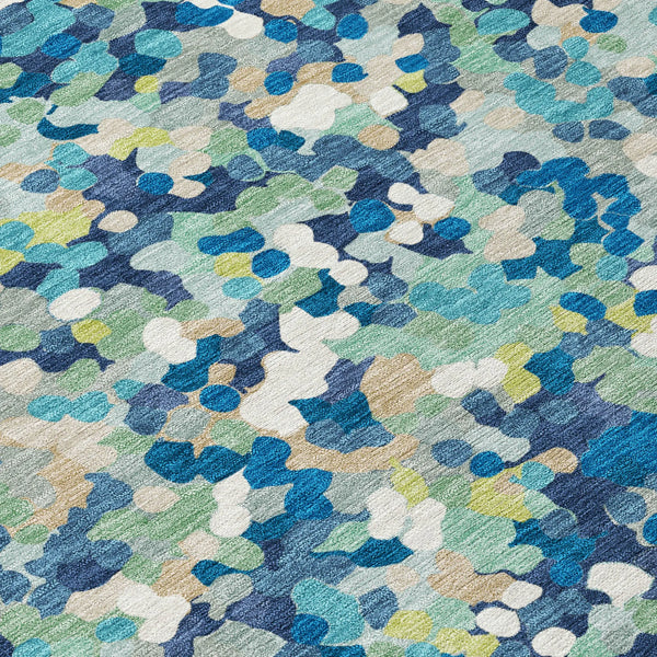 3' X 5' Navy Blue And Sky Blue Geometric Washable Indoor Outdoor Area Rug Homeroots Outdoor