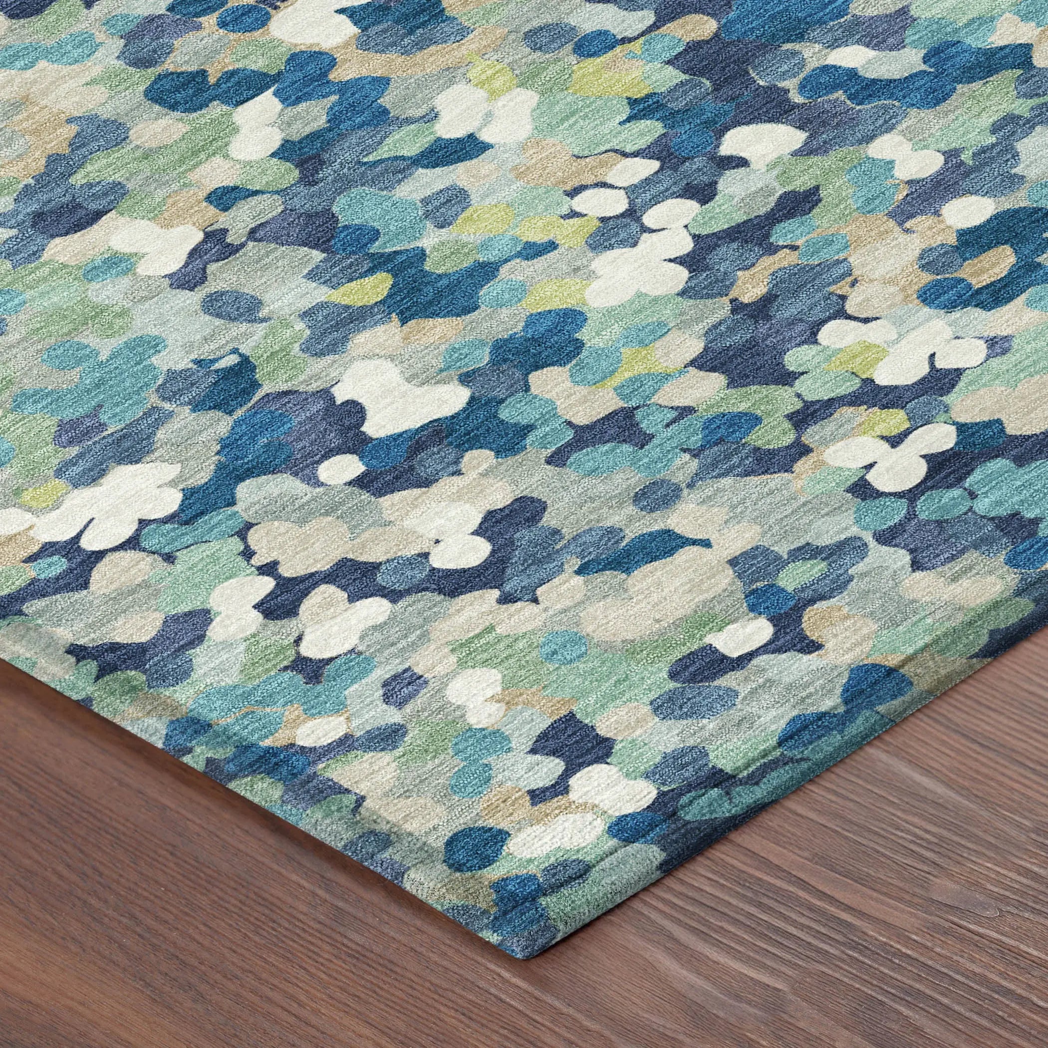 3' X 5' Navy Blue And Sky Blue Geometric Washable Indoor Outdoor Area Rug Homeroots Outdoor