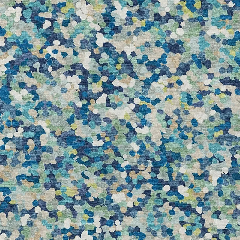3' X 5' Navy Blue And Sky Blue Geometric Washable Indoor Outdoor Area Rug Homeroots Outdoor