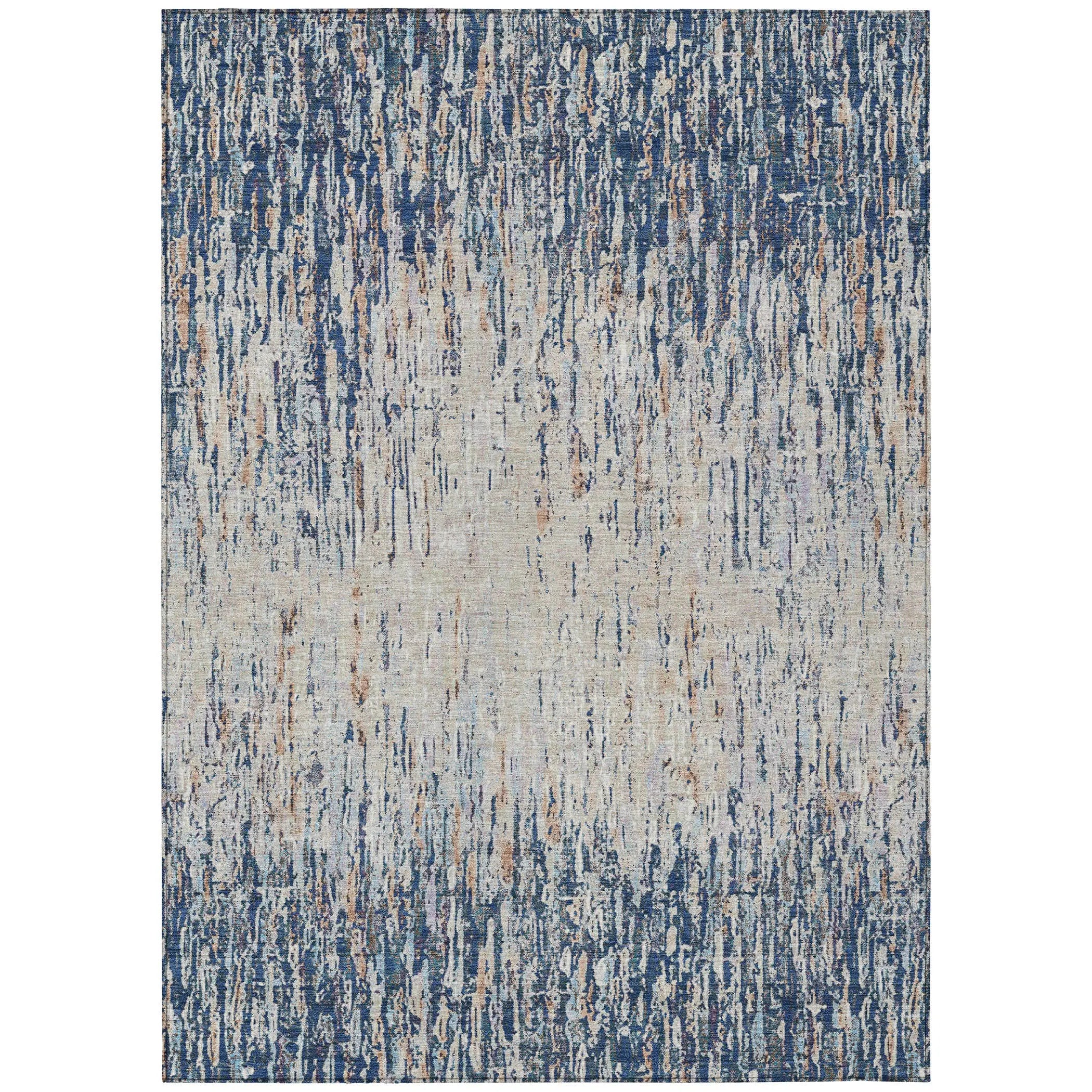 3' X 5' Navy Blue And Taupe Striped Washable Indoor Outdoor Area Rug Homeroots Outdoor