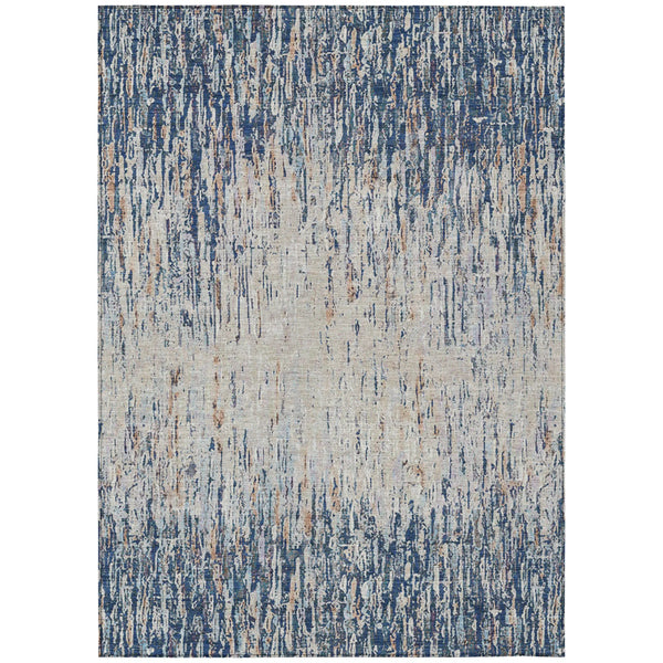3' X 5' Navy Blue And Taupe Striped Washable Indoor Outdoor Area Rug Homeroots Outdoor