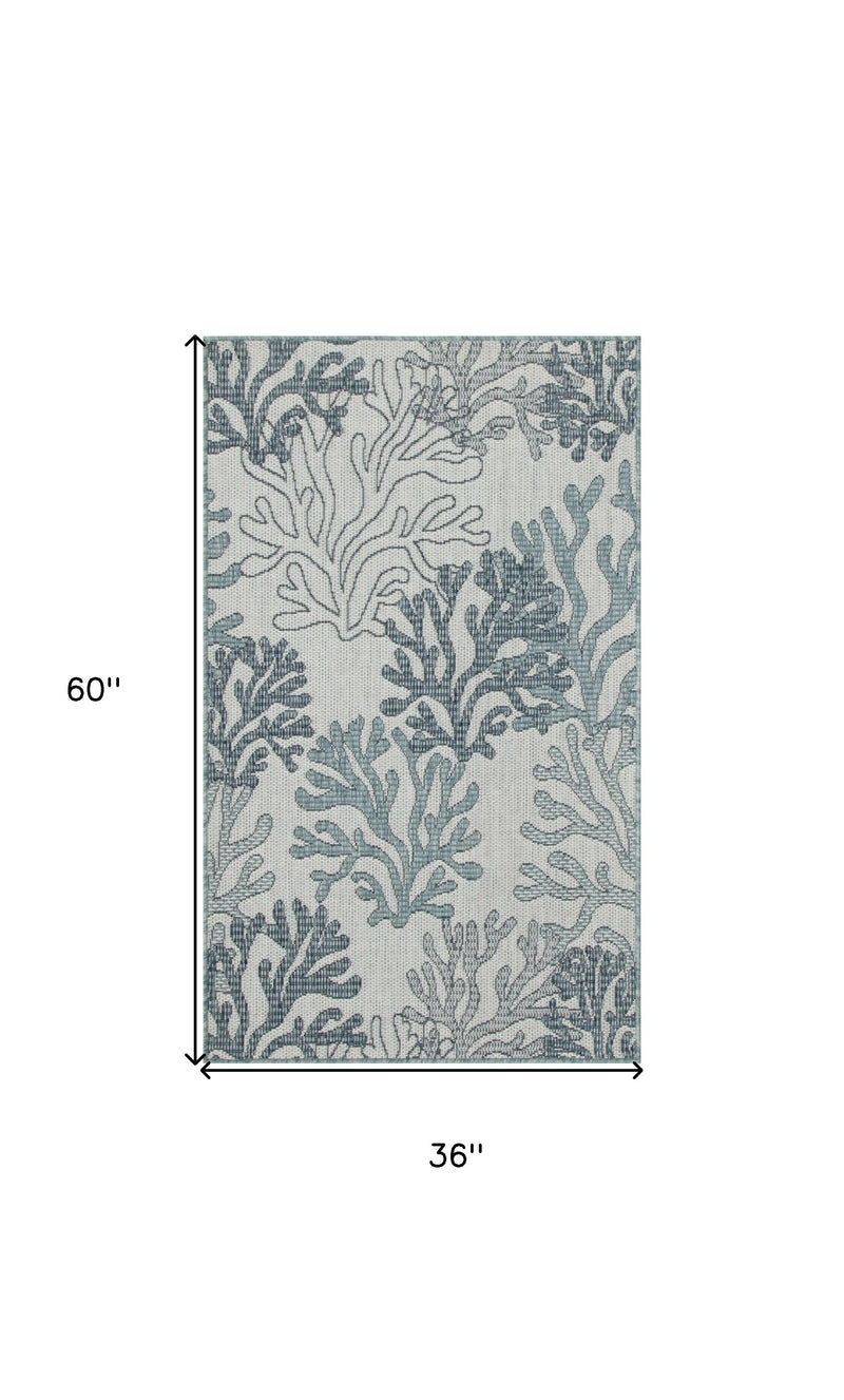 3' X 5' Navy Blue Ivory And Blue Nautical Indoor Outdoor Area Rug Homeroots Outdoor