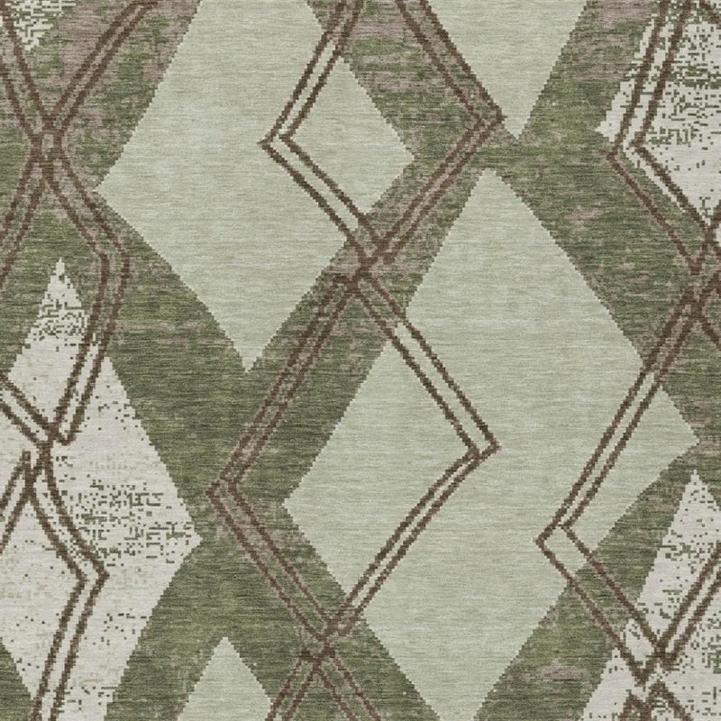 3' X 5' Olive Green And Beige Geometric Washable Indoor Outdoor Area Rug Homeroots Outdoor