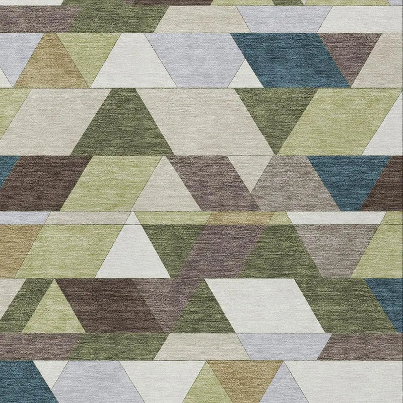 3' X 5' Olive Green And Beige Geometric Washable Indoor Outdoor Area Rug Homeroots Outdoor