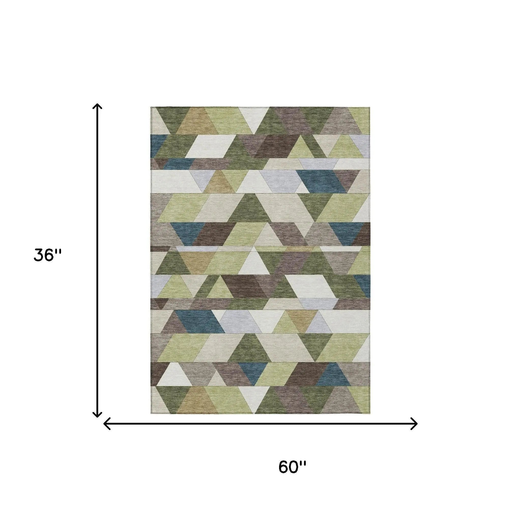 3' X 5' Olive Green And Beige Geometric Washable Indoor Outdoor Area Rug Homeroots Outdoor