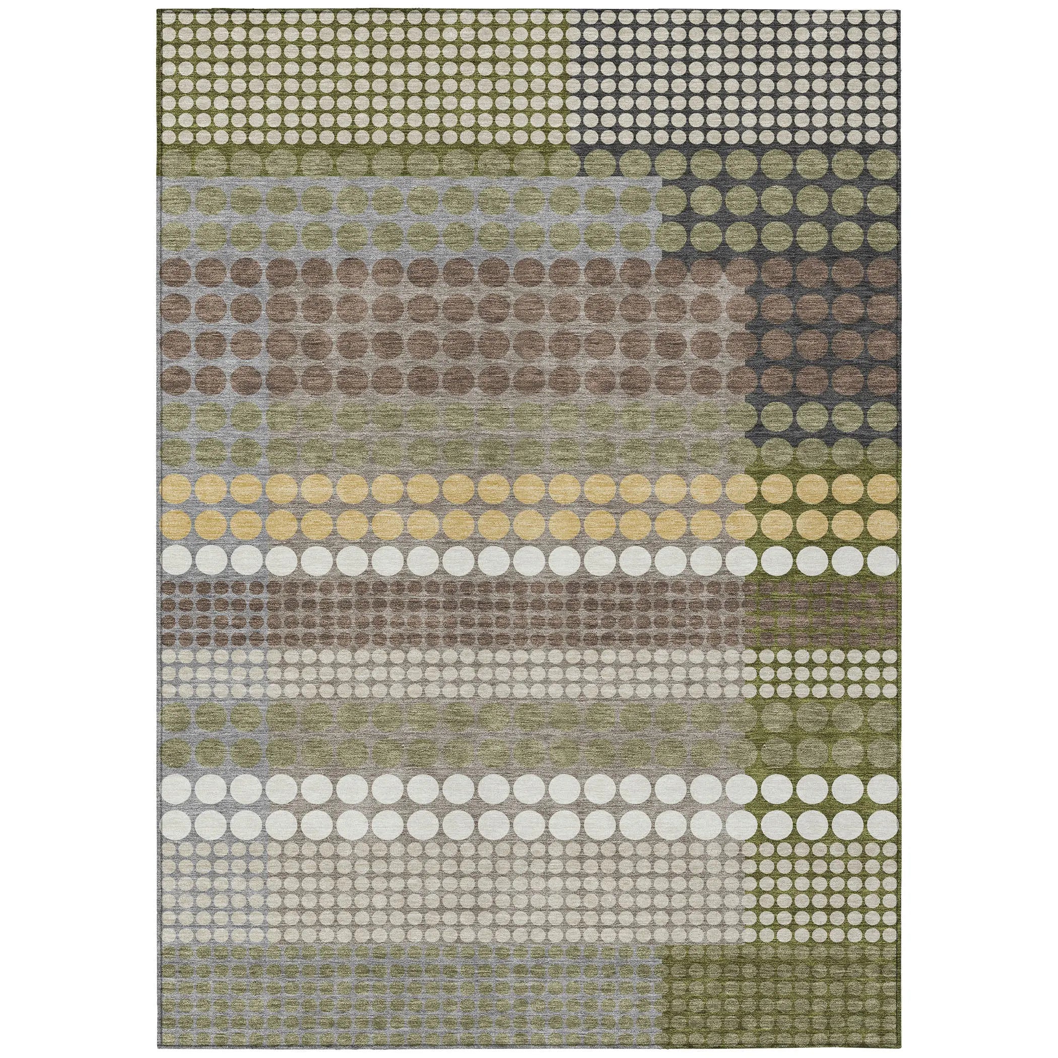 3' X 5' Olive Green And Brown Geometric Washable Indoor Outdoor Area Rug Homeroots Outdoor