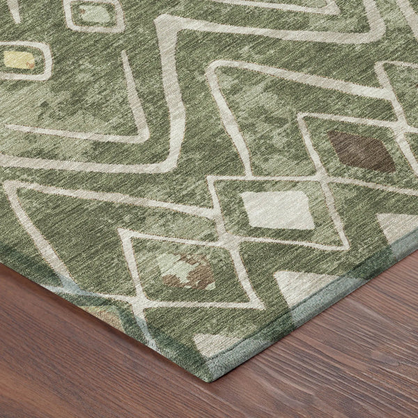 3' X 5' Olive Green And Brown Geometric Washable Indoor Outdoor Area Rug Homeroots Outdoor