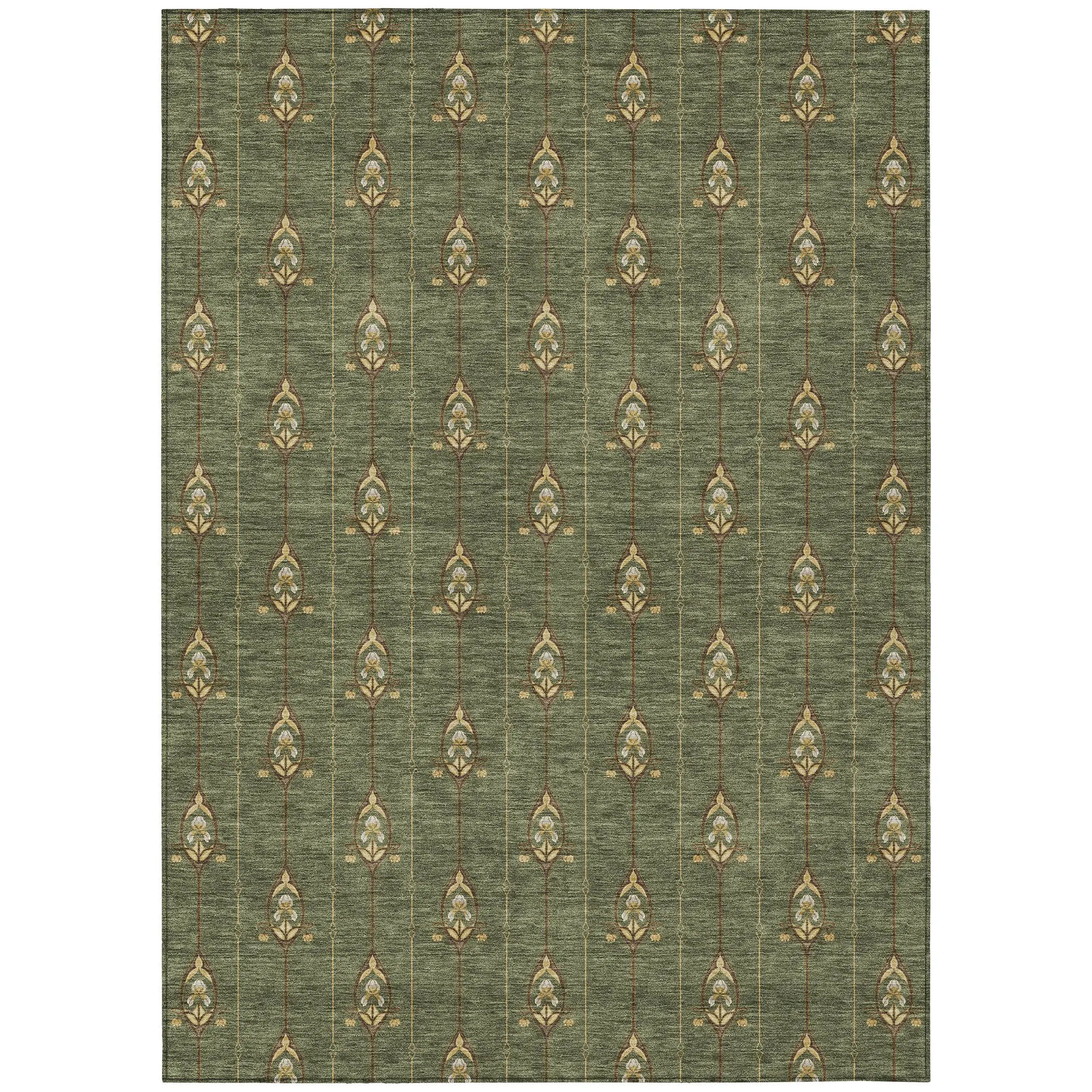 3' X 5' Olive Green And Brown Geometric Washable Indoor Outdoor Area Rug Homeroots Outdoor