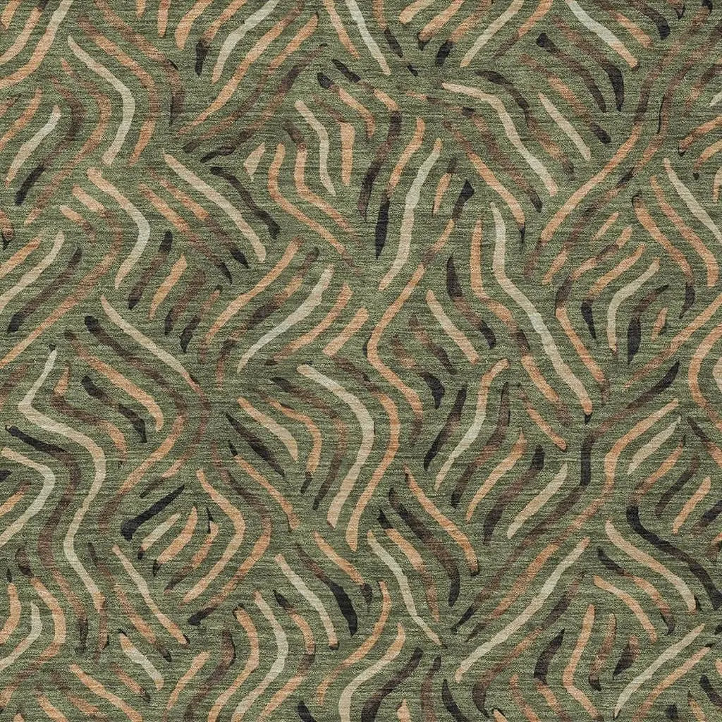 3' X 5' Olive Green And Copper Abstract Washable Indoor Outdoor Area Rug Homeroots Outdoor
