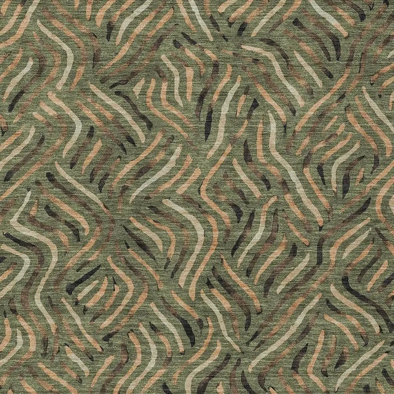 3' X 5' Olive Green And Copper Abstract Washable Indoor Outdoor Area Rug Homeroots Outdoor