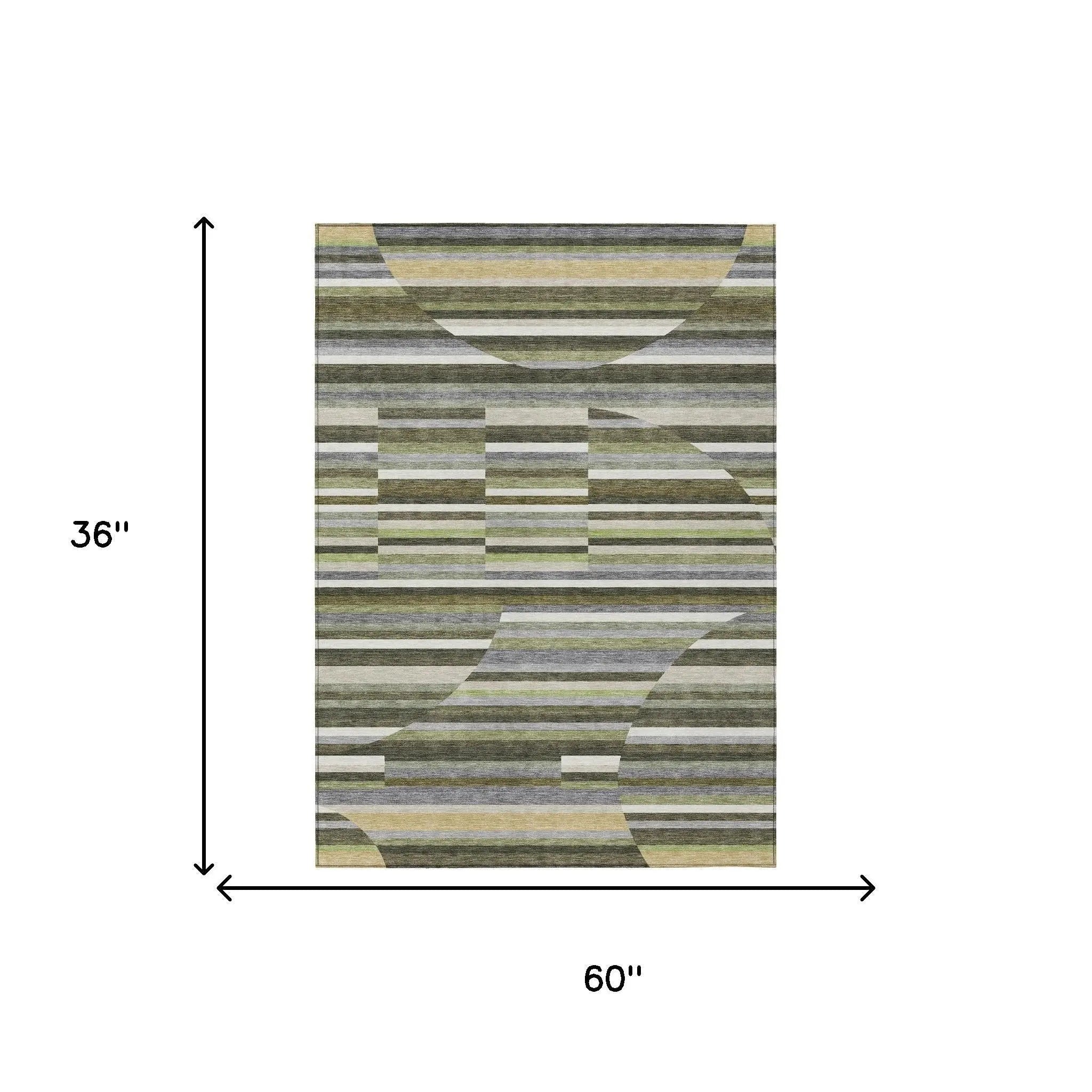 3' X 5' Olive Green And Fern Green Striped Washable Indoor Outdoor Area Rug Homeroots Outdoor