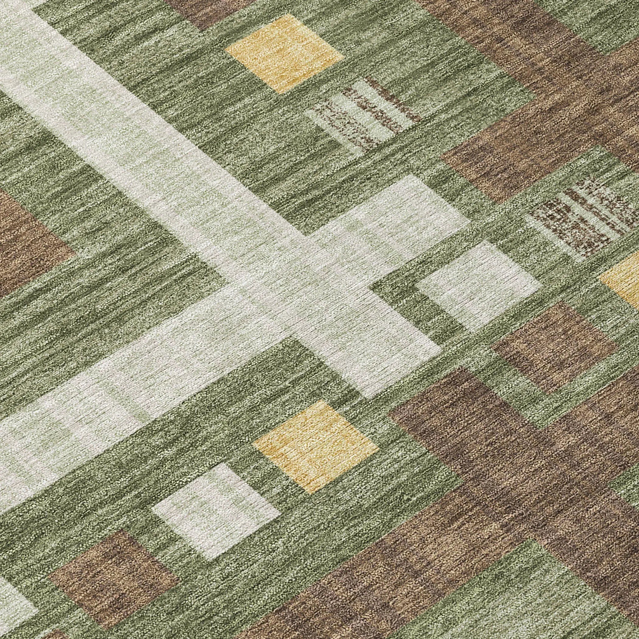 3' X 5' Olive Green And Gray Geometric Washable Indoor Outdoor Area Rug Homeroots Outdoor