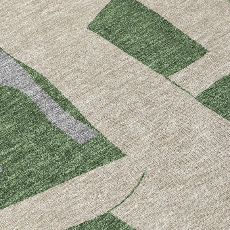 3' X 5' Olive Green And Gray Geometric Washable Indoor Outdoor Area Rug Homeroots Outdoor