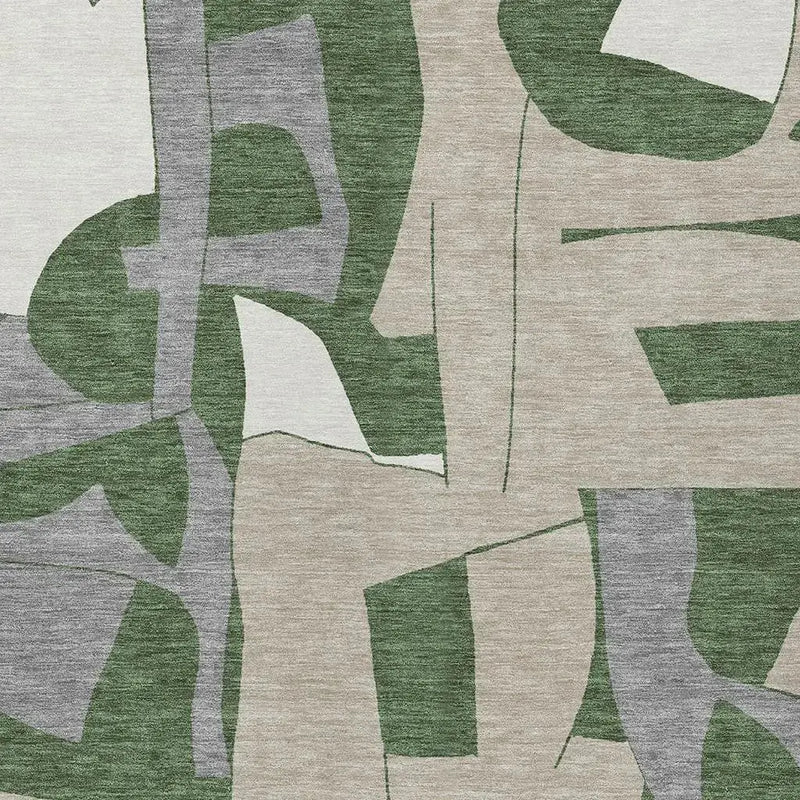 3' X 5' Olive Green And Gray Geometric Washable Indoor Outdoor Area Rug Homeroots Outdoor