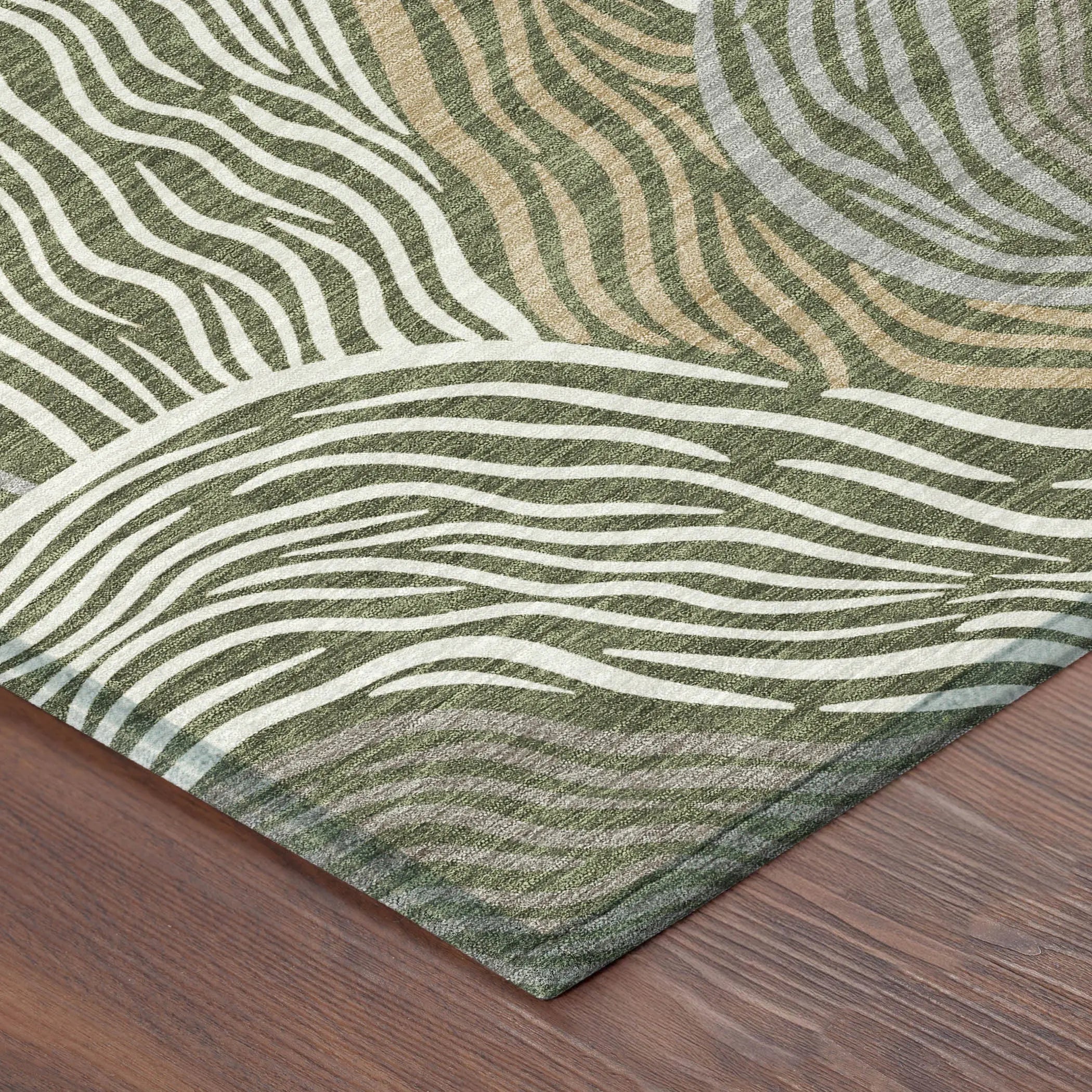 3' X 5' Olive Green And Gray Ikat Washable Indoor Outdoor Area Rug Homeroots Outdoor