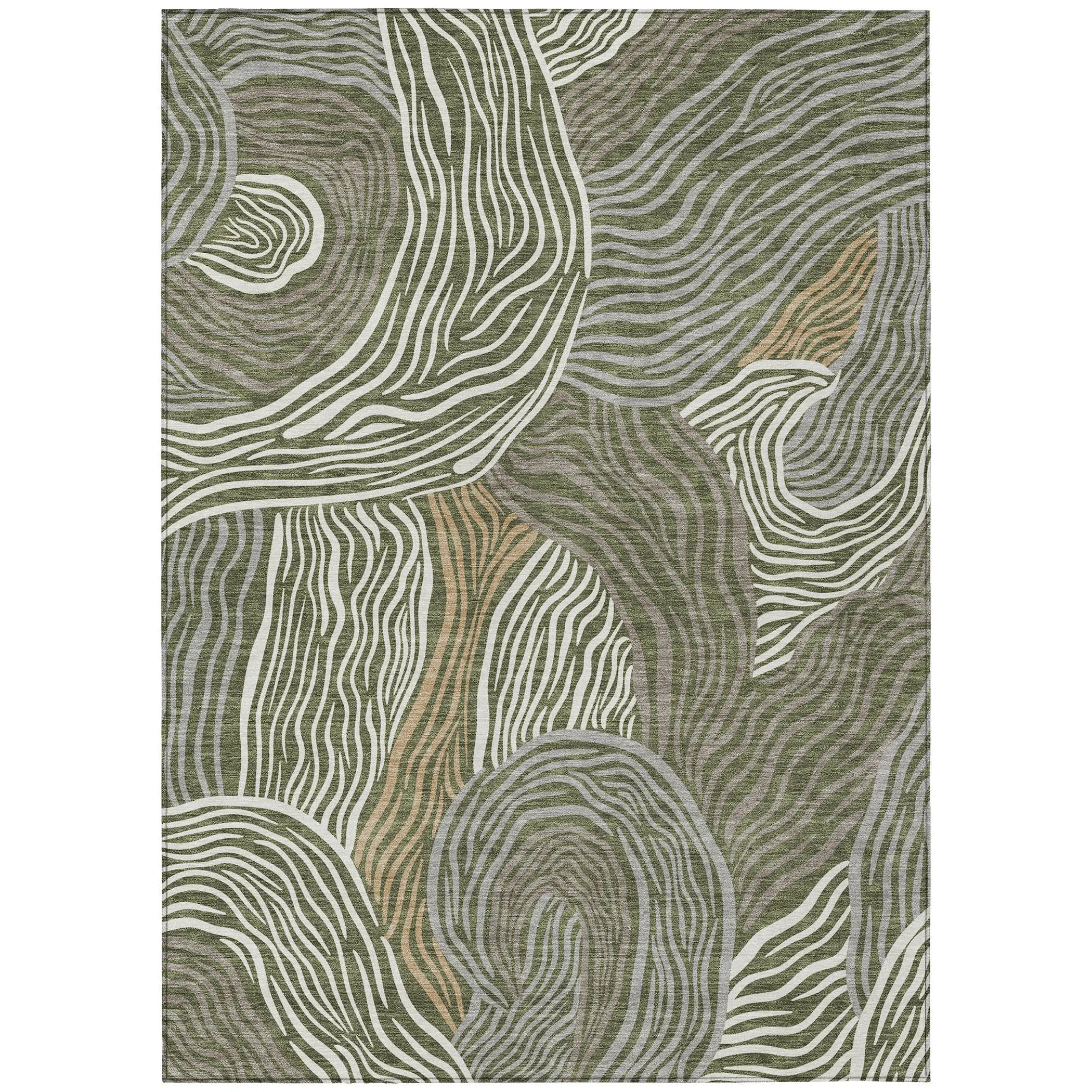 3' X 5' Olive Green And Gray Ikat Washable Indoor Outdoor Area Rug Homeroots Outdoor